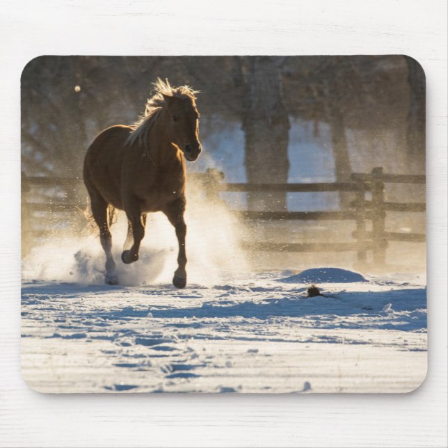 Horse Running Through the Snow Mouse Pad (Front)