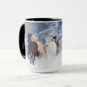Horse Running Through the Snow Mug