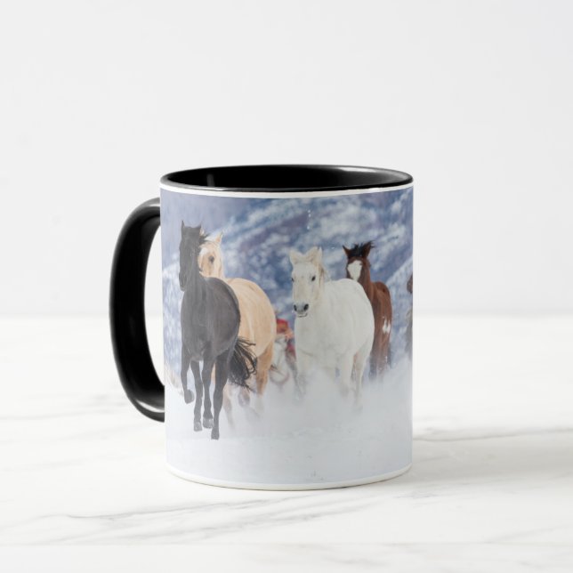 Horse Running Through the Snow Mug (Front Left)