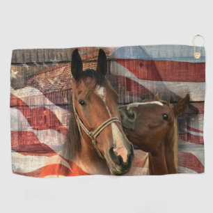 Horse Rustic Barn American Flag Golf Towel