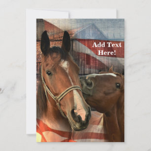 Horse Rustic Barn American Flag Invitation
