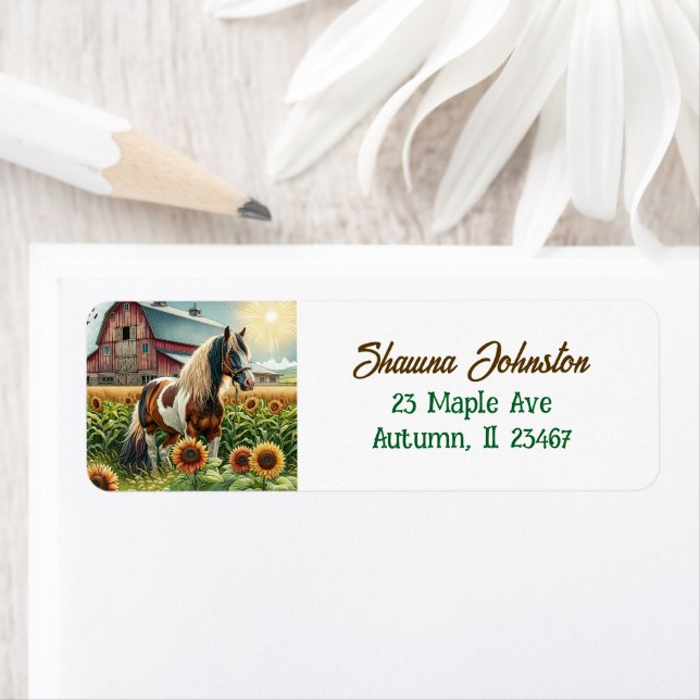 Horse, Rustic Farm and Sunflowers (Insitu)