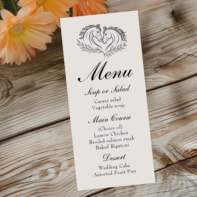 Horse Rustic Western Pays Élégant Menu Mariage (Créateur téléchargé)