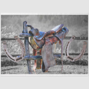Horse Saddle Corral Fence Horseshoes Tissue Paper