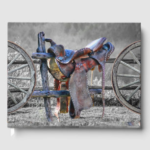 Horse Saddle Corral Fence Western Wagon Wheels  Guest Book