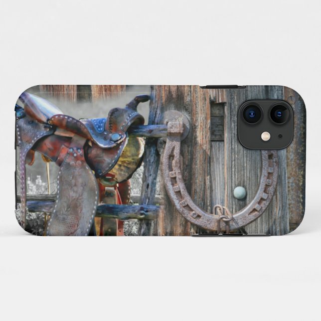 Horse Saddle Horseshoe Rustic Western Case-Mate iPhone Case (Back (Horizontal))