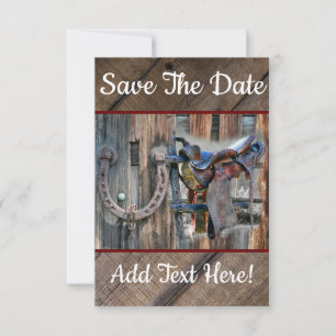 Horse Saddle Horseshoe Rustic Western Save The Dat Save The Date