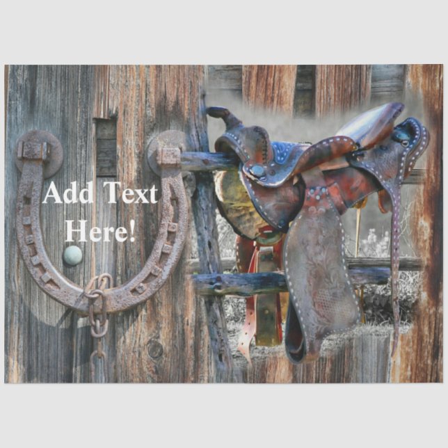 Horse Saddle Horseshoe Rustic Western Tissue Paper (Front)