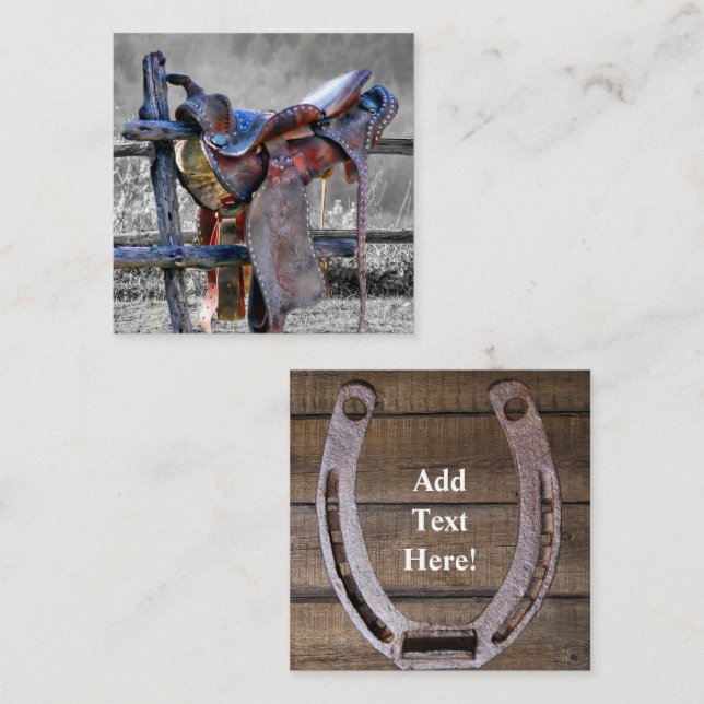 Horse Saddle On Corral Fence Western Note Card (Front/Back)