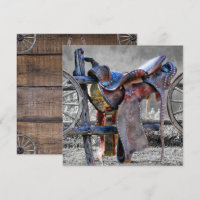 Horse Saddle On Corral Fence Western Note Card