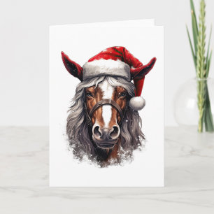 Horse Santa Cowboy Hat Western Christmas Cowgirl Holiday Card
