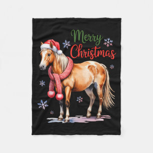 Horse Santa Hat Christmas Lights Family Matching W Fleece Blanket