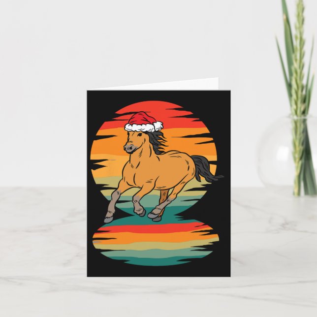 Horse Santa Hat Christmas Pajama Horseback Riding  Card (Front)