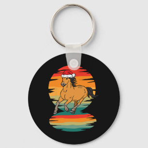 Horse Santa Hat Christmas Pajama Horseback Riding Keychain
