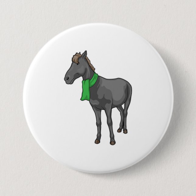 Horse Scarf 3 Inch Round Button (Front)