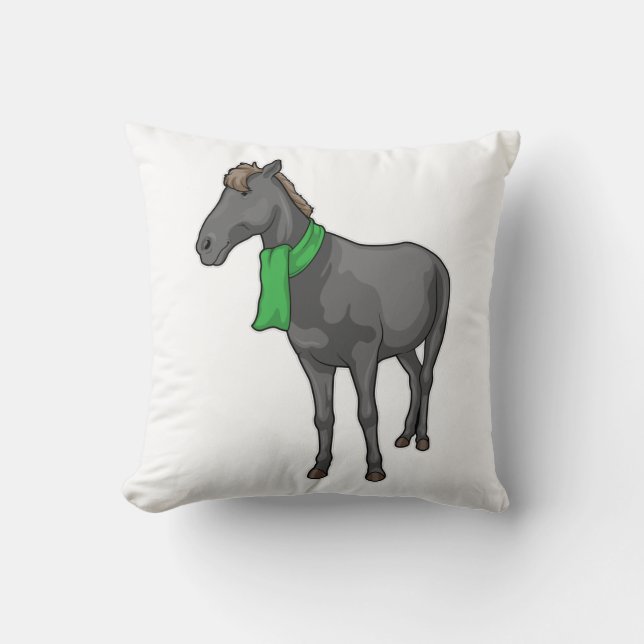 Horse Scarf Throw Pillow (Front)