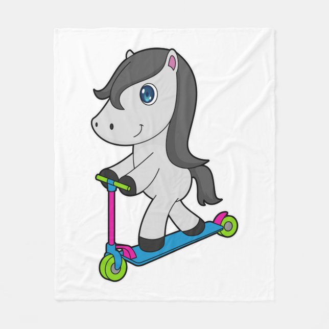 Horse Scooter Fleece Blanket (Front)