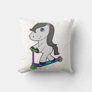 Horse Scooter Throw Pillow
