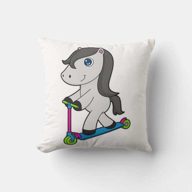 Horse Scooter Throw Pillow (Front)