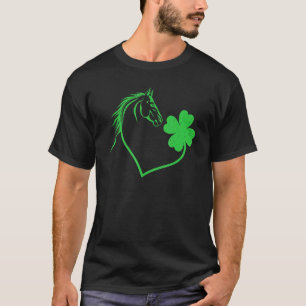 Horse Shamrock Heart C  Leaf St  Patrick's Day T-Shirt