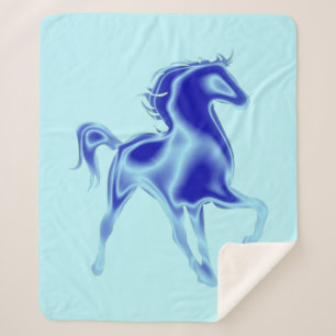 Horse Sherpa Blanket Blue - CChoose Colour