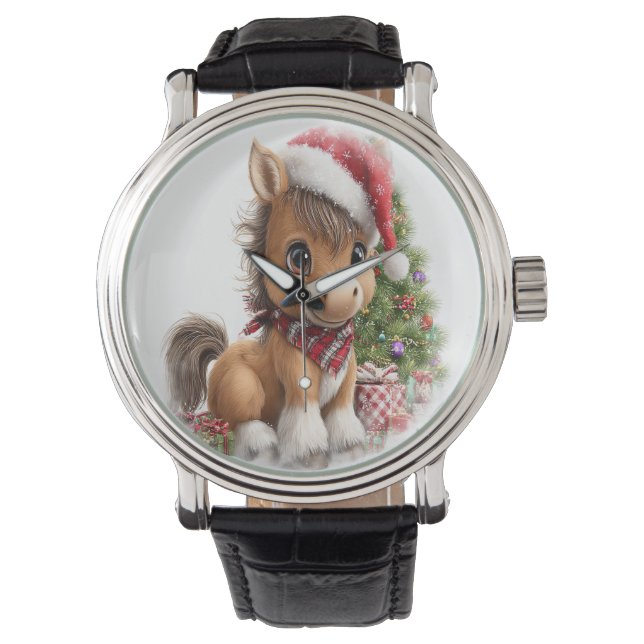 Horse Shirt Christmas Santa Hat Watch (Front)
