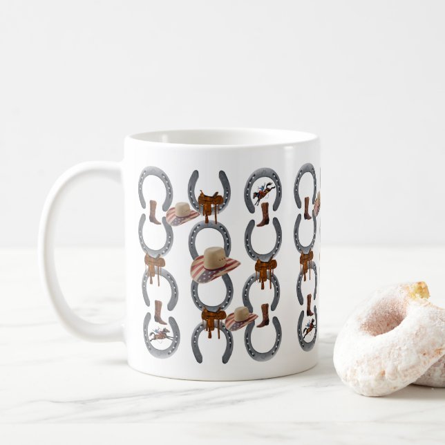 Horse Shoe Saddle Cowboy Mug (With Donut)