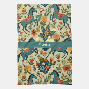 Horse Show Floral Custom Pattern Kitchen Towel