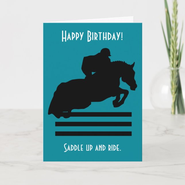 Horse Show Hunter Jumper Silhouette Birthday Card (Front)
