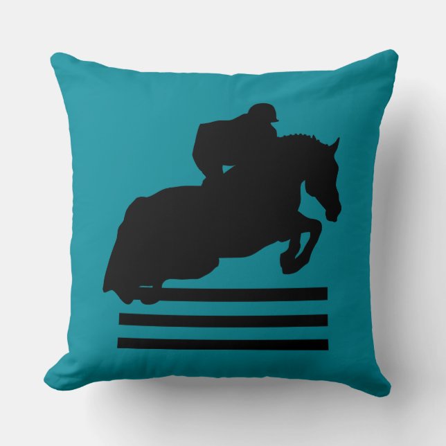 Horse Show Hunter Jumper Silhouette Throw Pillow (Front)