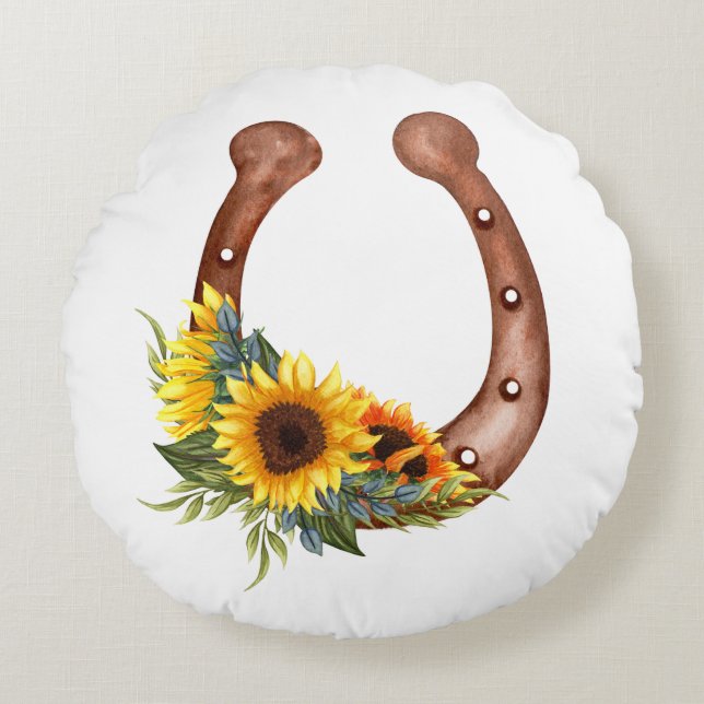 Horse Shu Round Pillow (Front)