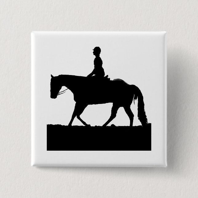 Horse Silhouette 2 Inch Square Button (Front)