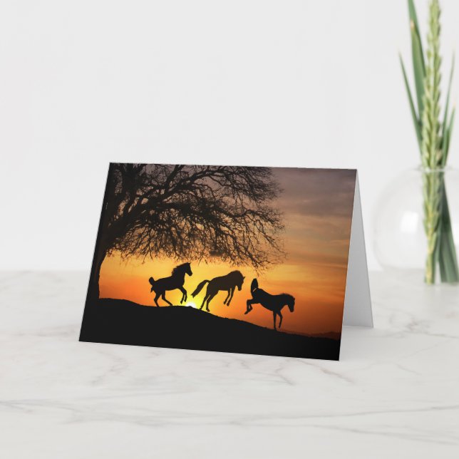 Horse Silhouette Birthday Fun Card (Front)