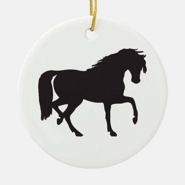 Horse Silhouette Ceramic Ornament (Front)