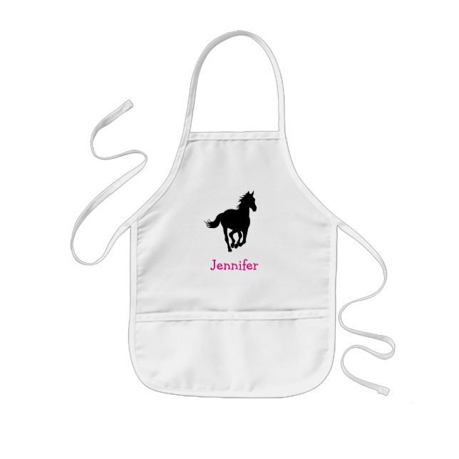 Horse Silhouette Diamond Pattern Custom Kids Apron (Front)
