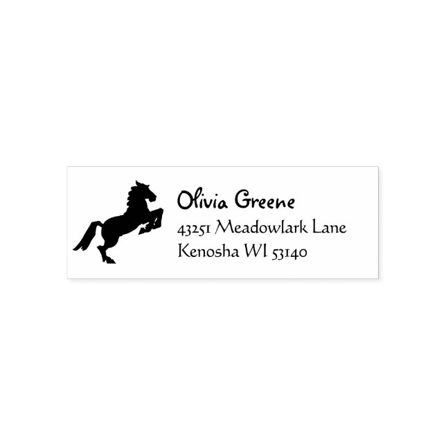 Horse silhouette icon return address self-inking stamp (Design)