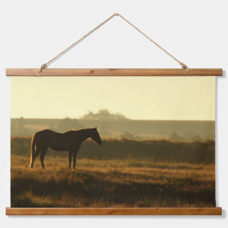 Horse Silhouette in the morning sun. Hanging Tapestry