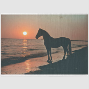 Horse Silhouette Sunset by the Ocean Decoupage Tissue Paper
