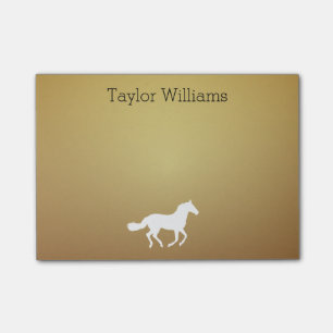 Horse Silhouette Your Name Dark Golden Background Post-it Notes