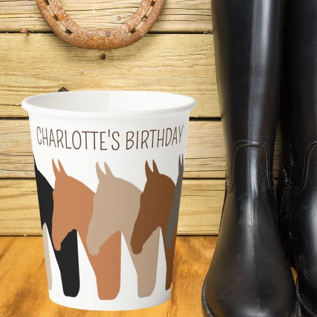 Horse Silhouettes Personalized Birthday Paper Cups (Creator Uploaded)