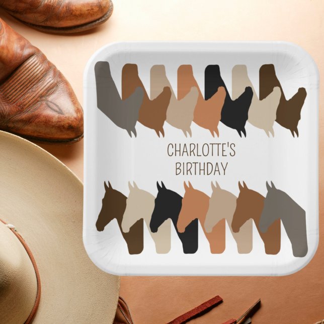 Horse Silhouettes Personalized Birthday Paper Plate (Creator Uploaded)