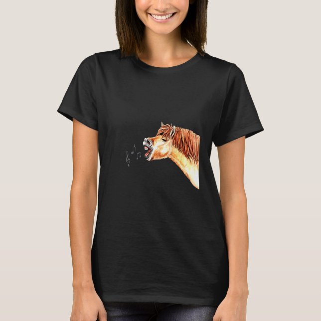 Horse Singing Song Love Music Awesome Cute Horse T-Shirt (Front)