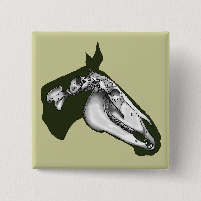 Horse Skeleton 2 Inch Square Button (Front)