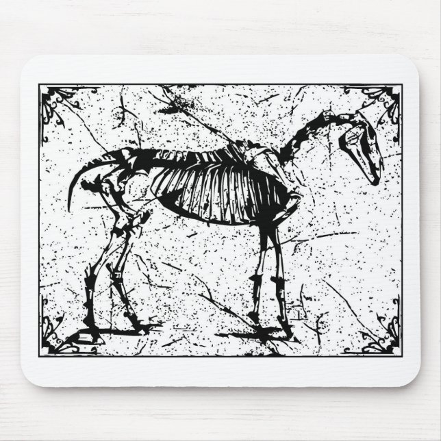 Horse Skeleton black and white Mouse Pad (Front)