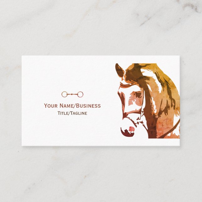 Horse Sketch and Snaffle Bit in Brown Business Card (Front)