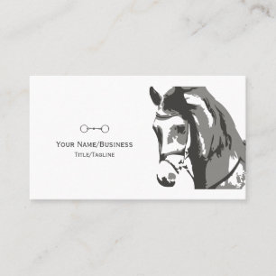 Horse Sketch and Snaffle Bit in Grey Business Card