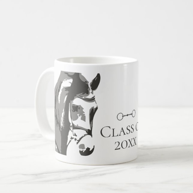 Horse Sketch, Snaffle Bit Grey Graduation Class of Coffee Mug (Front Left)