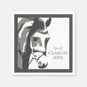 Horse Sketch, Snaffle Bit Grey Graduation Class of Napkin