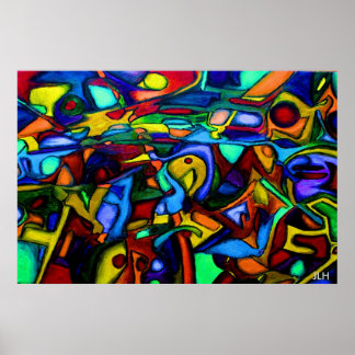 Horse Skull on an Orange Spike painting Poster