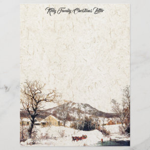 Horse Sleigh Family Christmas Letter Writing Paper
